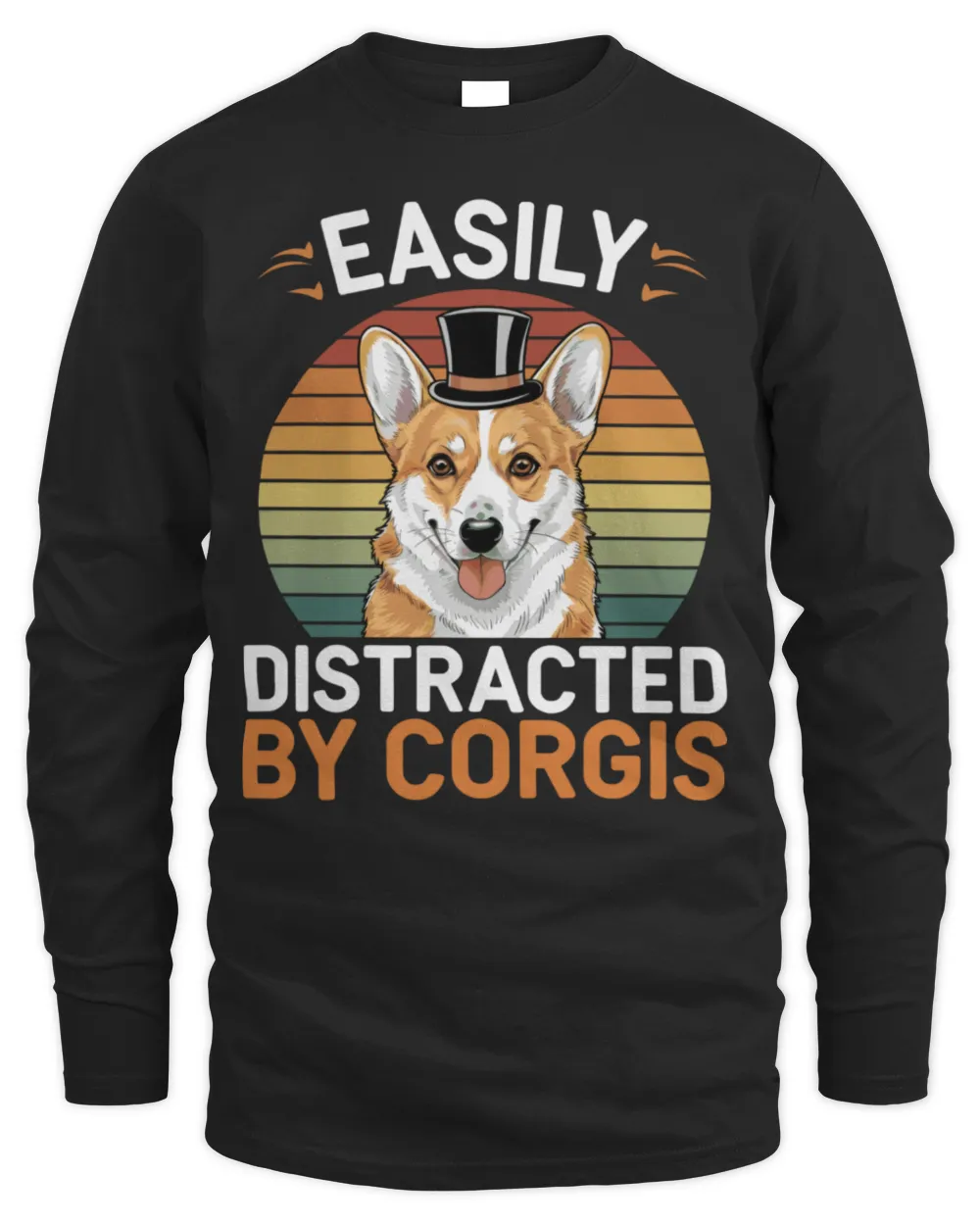 Easily Distracted by Corgis Funny Corgis Lovers Jokes Men Shirt Men's Long Sleeved T-Shirt black s