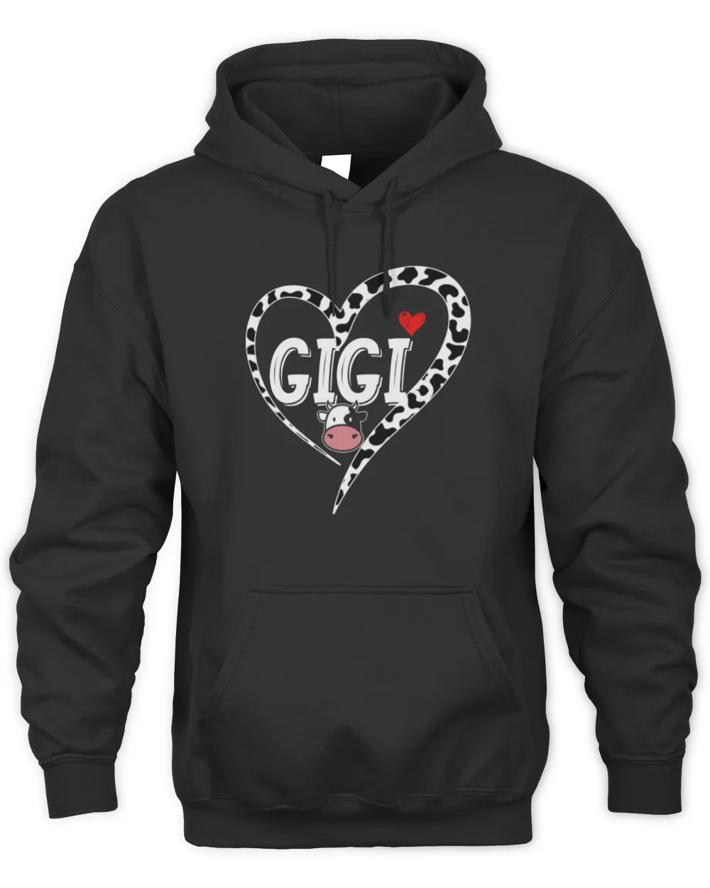 Gigi Cow Print Cow Heart Pattern Farmer Cows Mother's Day Shirt Unisex Hoodie black s