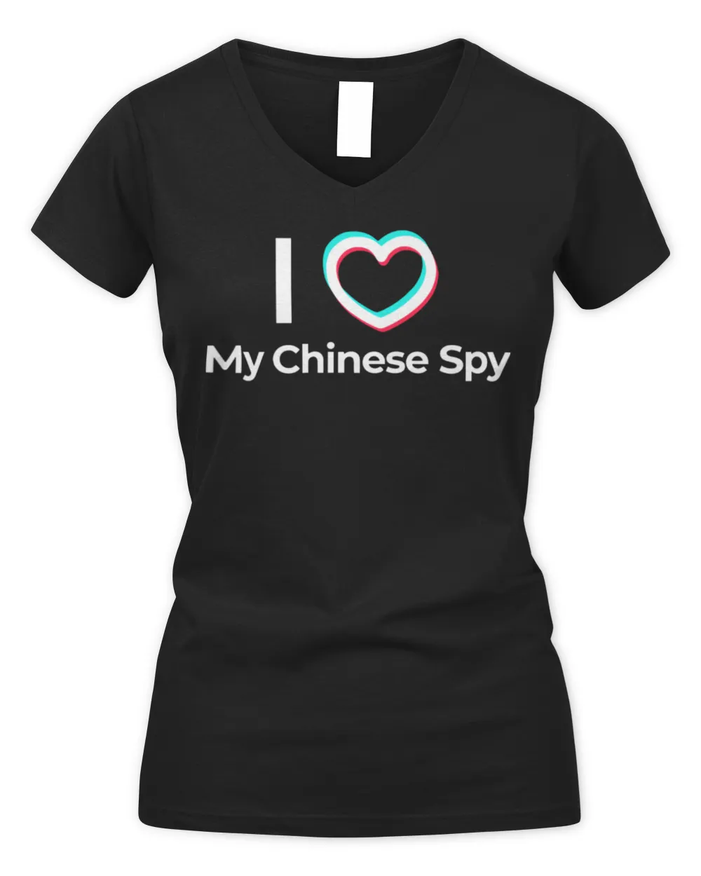 I Love My Chinese Spy Long Sleeve T-Shirt Women's V-Neck T-Shirt black s