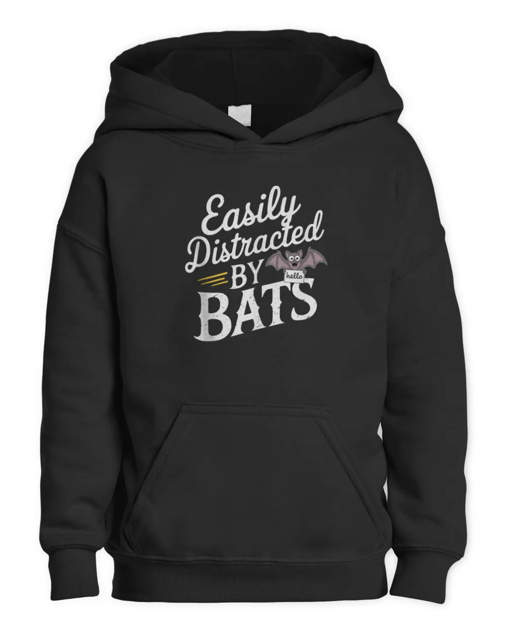 Bats Lovers Sarcastic Jokes Easily Distracted by Bats Tee Kids Pullover Hoodie black xs