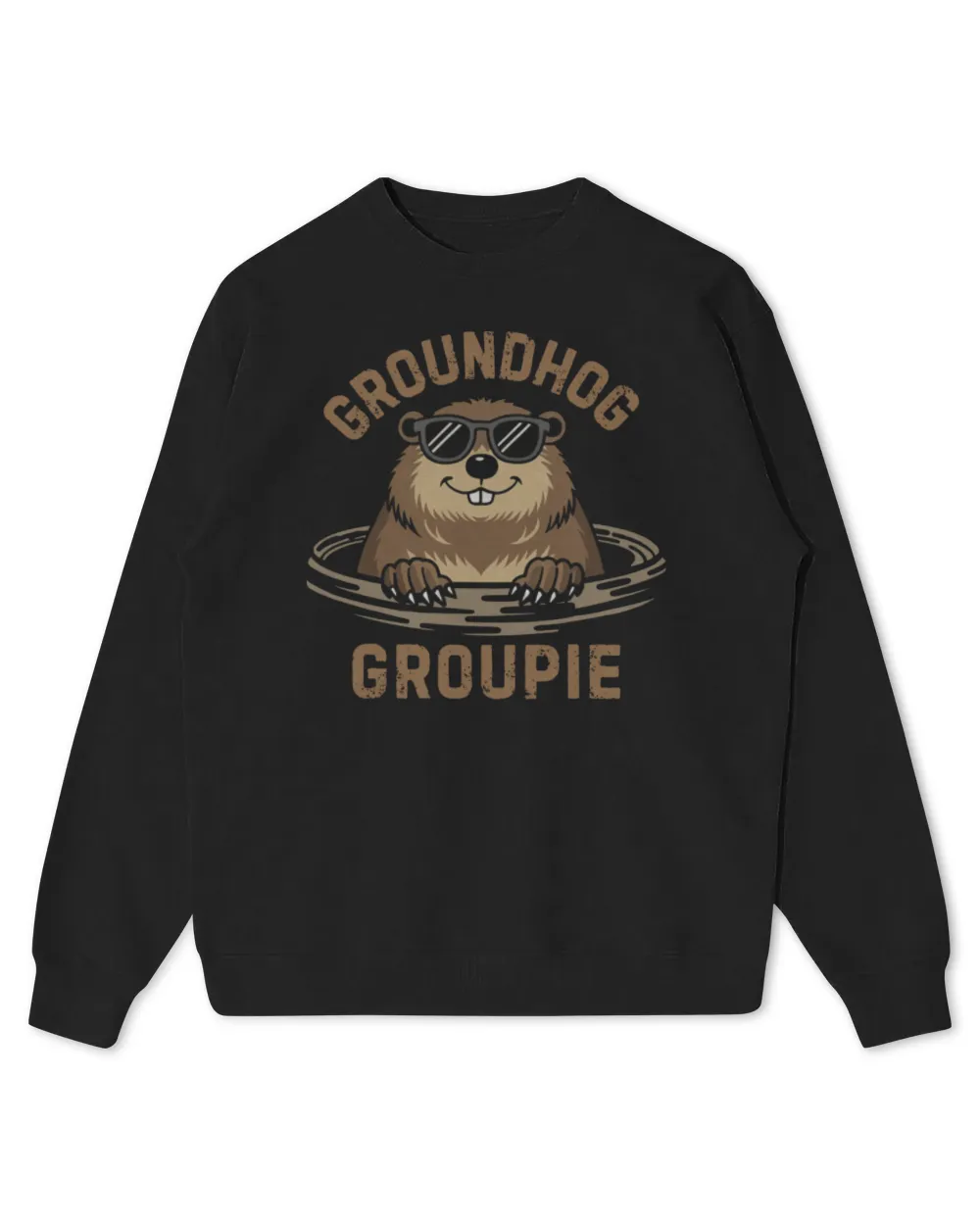 Groundhog Groupie, Funny Groundhog Day Happy Groundhog Day Shirt Kids Standard Sweatshirt black xs