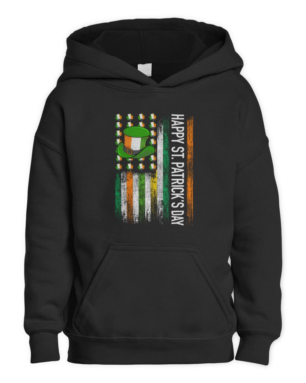 Irish US American Flags For A Happy St Kids Pullover Hoodie black xs