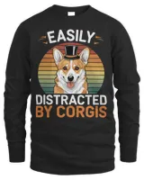 Easily Distracted by Corgis Funny Corgis Lovers Jokes Men Shirt Men's Long Sleeved T-Shirt black s