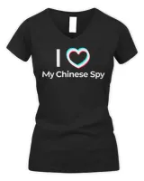 I Love My Chinese Spy Long Sleeve T-Shirt Women's V-Neck T-Shirt black s