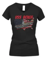 Aircraft Carrier USS Boxer CV-21 CVA-21 CVS-21 Father's Day Shirt Women's V-Neck T-Shirt black s