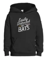 Bats Lovers Sarcastic Jokes Easily Distracted by Bats Tee Kids Pullover Hoodie black xs